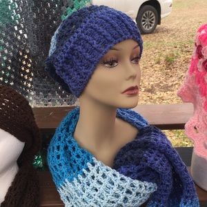 Hand crochet hat and scarf